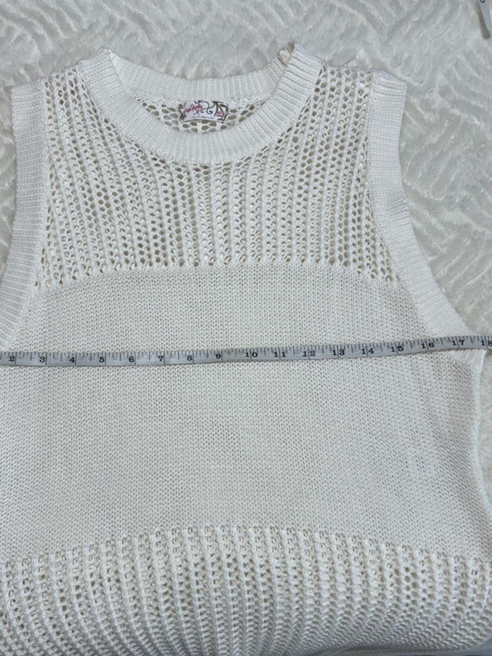 Free People White Crochet Midi Dress Cover Up Side Slit Boho Beach Size L - Picture 4 of 13